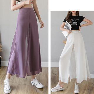 High-waist Layered Chiffon Culottes