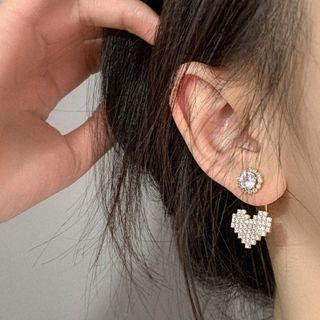 Cz Heart Drop Earring 1 Pair - Gold - One Size