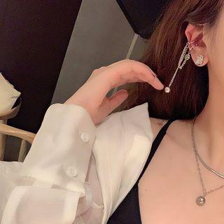Non-matching Chained Dangle Earring Silver - One Size