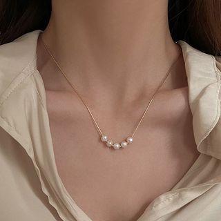 Freshwater Pearl Pendant Alloy Choker Gold - One Size