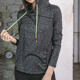 Melange Hooded Sport Long-sleeve Top