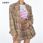 Color-block Oversize Button-up Blazer