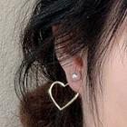 Cut-out Heart Ear Jacket 1 Pair - Heart - Gold & White - One Size