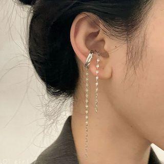 Fringed Ear Cuff 1 Pair - Silver - One Size