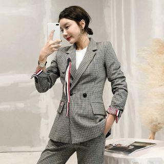 Set: Double Breasted Plaid Blazer + Dress Pants