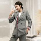 Set: Double Breasted Plaid Blazer + Dress Pants