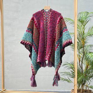 Tasselled Knit Cape