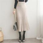 Accordion-pleated Wool Blend Skirt