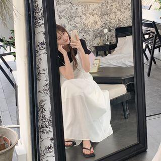 Lace-trim Long Spaghetti Strap Dress