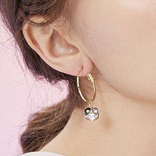 Rhinestone Stud Earring 1 Pair - Silver Stud - Gold - One Size