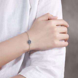 925 Sterling Silver Chinese Characters Disc Pendant Necklace