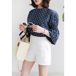 High-waist Zip-side Linen Shorts