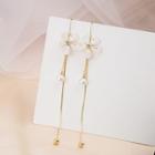 Faux Crystal Flower Faux Pearl Fringed Earring 1 Pair - E3281 - As Shown In Figure - One Size
