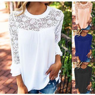 Long Sleeve Panel Lace Top