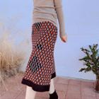 Patterned A-line Long Knit Skirt