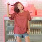 Short-sleeve Frill-cuff T-shirt