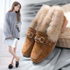 Suede Fluffy Trim Loafers