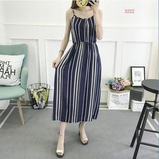 Spaghetti-strap Printed Midi Dress