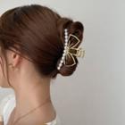 Bow Hair Claw Gold & White - One Size