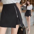 Asymmetrical Zip-accent Mini Pencil Skirt