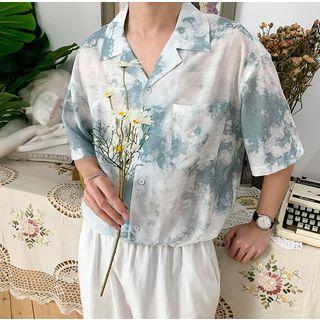 Elbow-sleeve Tie-dye Shirt