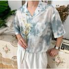 Elbow-sleeve Tie-dye Shirt