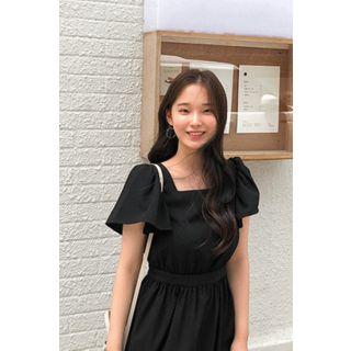 Bare-back Gathered-waist Dress