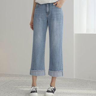 Rollup-hem Wide-leg Jeans