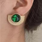 Faux Gemstone Alloy Earring 1 Pair - Green - One Size