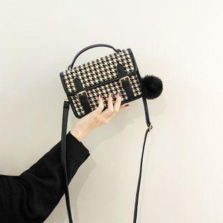 Pom Pom Houndstooth Crossbody Bag