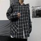 Hooded Mock Two Piece Plaid Shirt