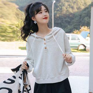 Henley Hoodie Light Gray - One Size