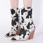 Wedge-heel Animal-grain Short Boots