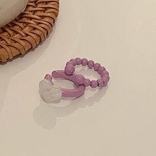 Bead Resin Cuff Earring 1 Pair - Purple - One Size