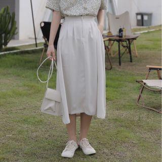 High-waist Plain A-line Skirt Off-white - One Size