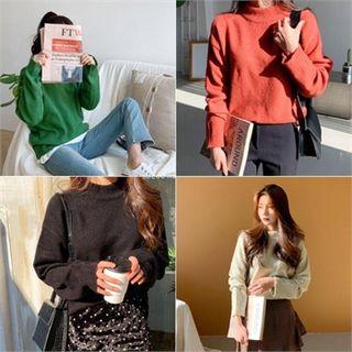 Mock-neck Drip-shoulder Sweater