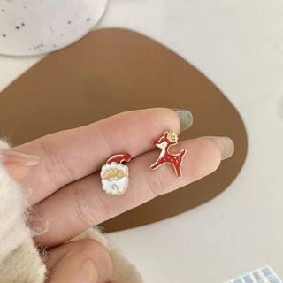 Christmas Santa Deer Asymmetrical Alloy Cuff Earring