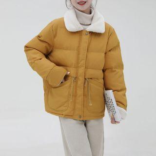 Fleece Trim Padded Zip-up Jacket
