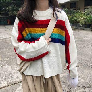 Striped Round-neck Sweatshirt As Shown In Figure - One Size