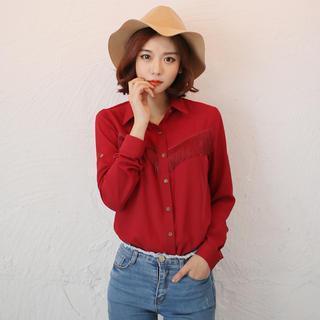 Frilled-front Blouse