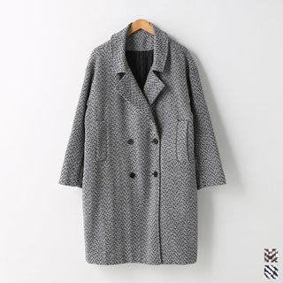 Herringbone Boxy Double-breasted Coat