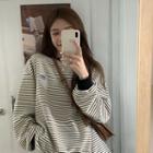 Long-sleeve Striped Applique T-shirt