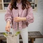 Drawstring-hem Embroidered Back Jacket Pink - One Size