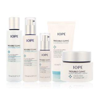 Iope - Trouble Clinic Set: Soothing Toner 150ml + Control Emulsion 130ml + Treatment Essence 40ml + Cleansing Foam 150ml + Moisturizing Cream 50ml