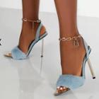 Chain Strap Fluffy Stiletto-heel Sandals