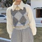 Mock-neck Sweater / Perforated Knit Shrug