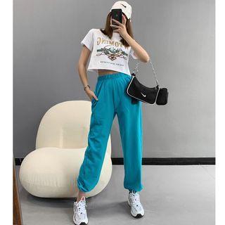 Elastic High-waist Jogger Pants