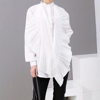 Plain Asymmetrical Long-sleeve Shirt