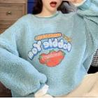 Mock Two Piece Fleece Long-sleeve Printed Sweatshirt