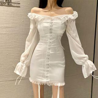 Off-shoulder Blouse / Strapless Hook-and-eye Bodycon Dress